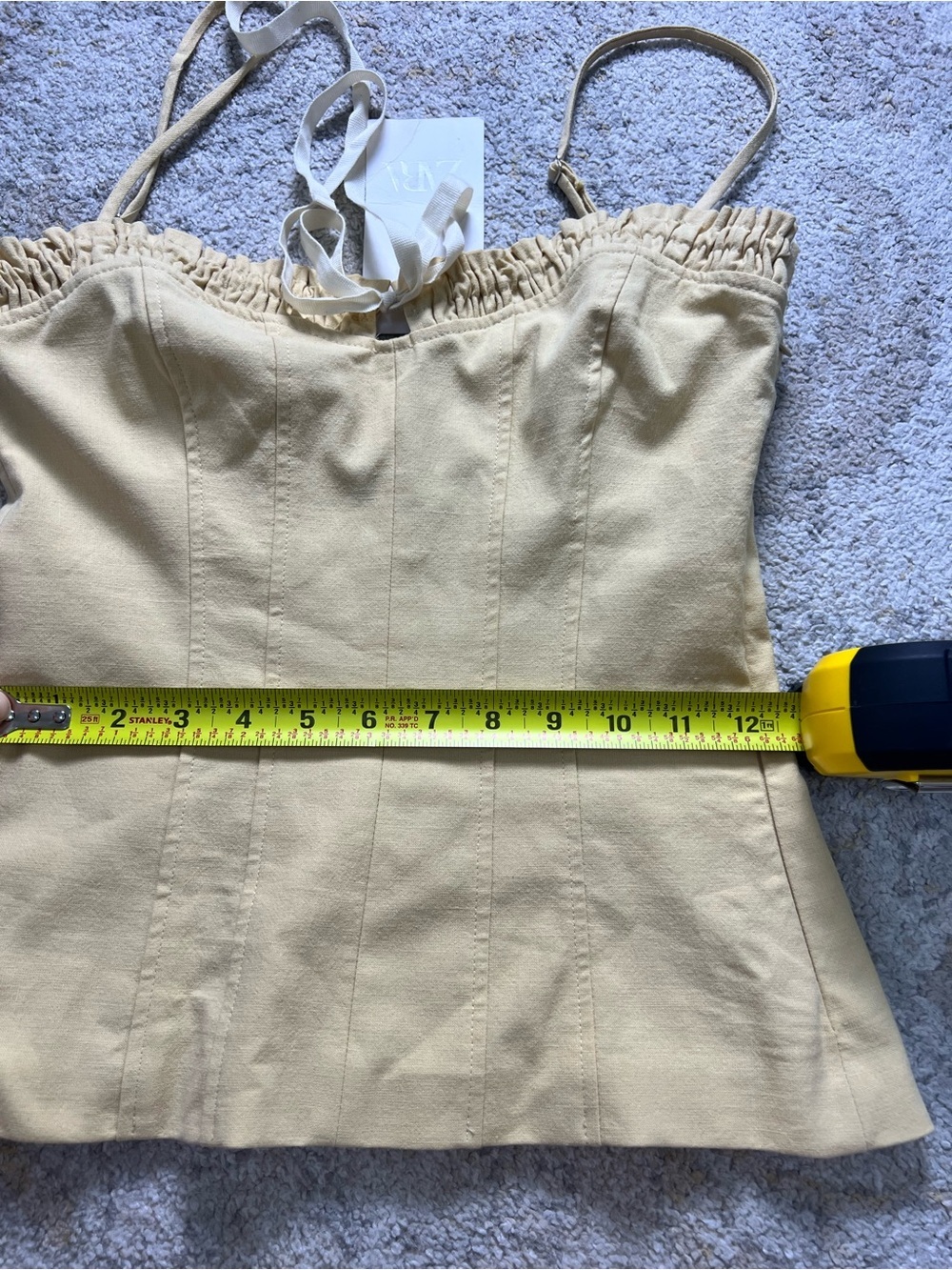 Zara NWT Butter Yellow Corset Cami Top XS Sweetheart Neck Tie Front - Picture 9 of 10